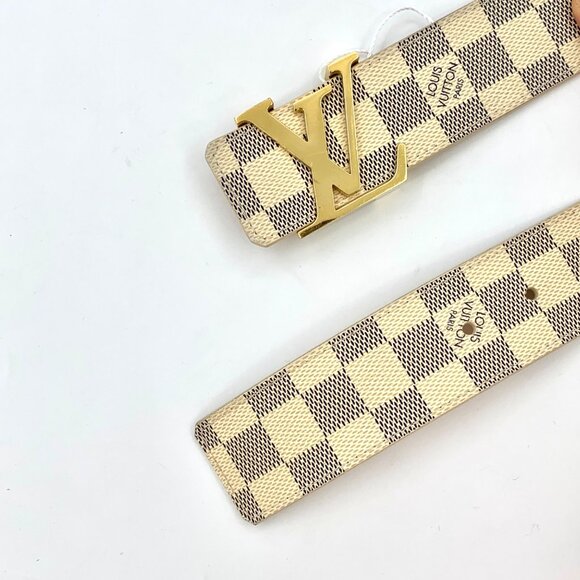 Louis Vuitton Color-Block Logo Buckle Checkered Pattern Leather Belt - Picture 4 of 9